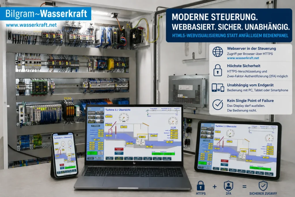 Schaltwarte Synchronisierung mit Hand automatische, pegelgeführte Parallelschaltung für zwei Francis-Turbinen