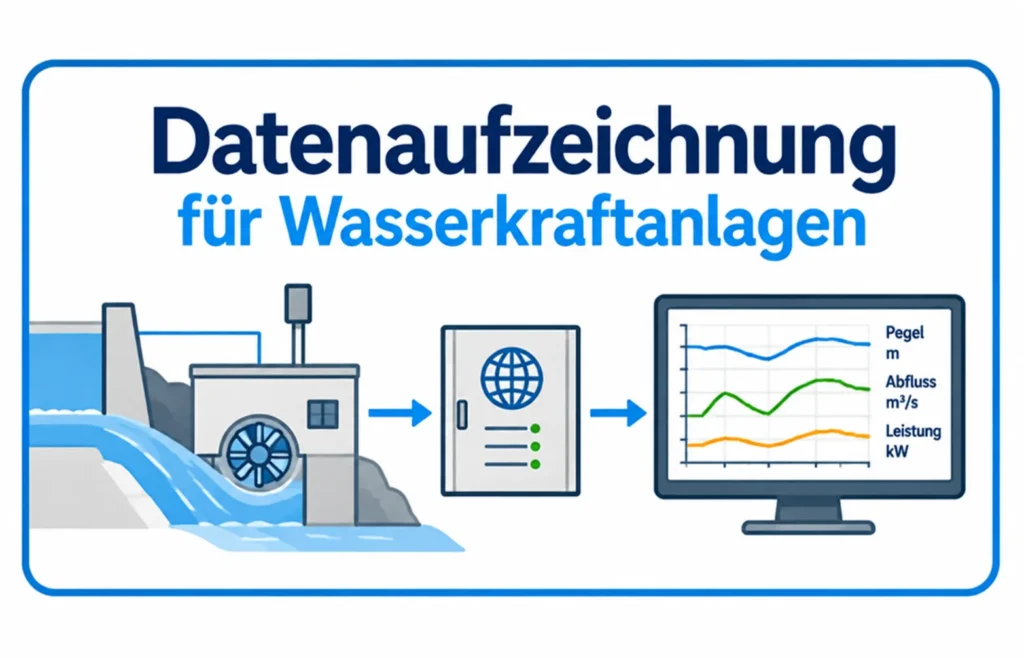 Datenaufzeichnung für Wasserkraftanlagen mit Pegel, Abfluss und Anlagenleistung